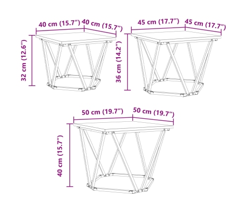 Mesas Laterales  3 pcs Gris Sonoma Madera Elaborada