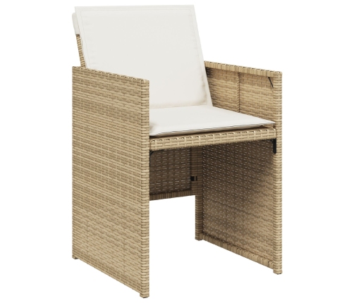 Conjunto de comedor de jardín  de 5 piezas con cojines de poliratán beige