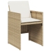 Conjunto de comedor de jardín  de 5 piezas con cojines de poliratán beige