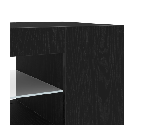 Mueble de TV  con luces LED en roble negro, 90x39x30 cm, de madera elaborada