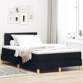 Cama con Base con Colchón y LED Negra 120x200 cm Tela