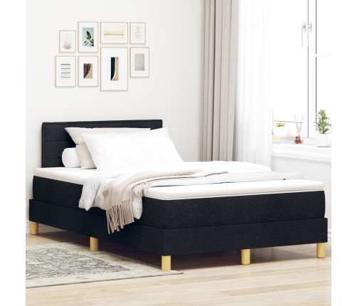 Cama con Base con Colchón y LED Negra 120x200 cm Tela