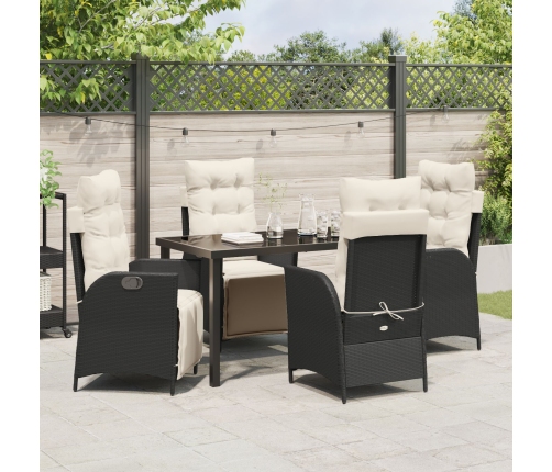 Juego de Comedor de Jardín de 5 Piezas Rattan Negro