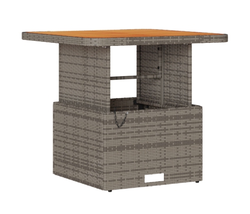 Conjunto de Comedor de Jardín de 3 Piezas con Cojines Gris de Poliratán y Acacia