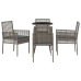 Conjunto de Comedor de Jardín  de 5 Piezas Gris Poliratán