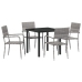 Juego de Comedor de Jardín de 5 Piezas Gris Poliratán
