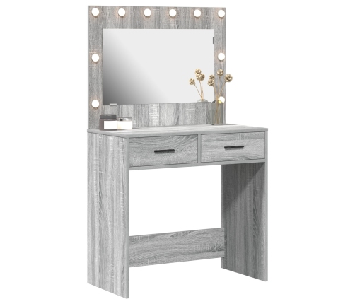Tocador  con Luces LED Gris Sonoma 78,5x41x135 cm
