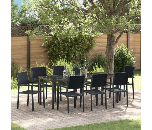 Juego de Comedor de Jardín  de 9 piezas Negro Poly Ratán