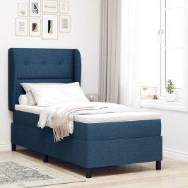 Cama Box Spring  con Colchón Azul 100x200 cm Tela