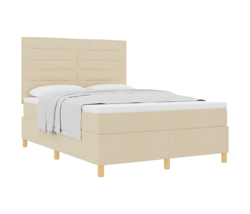 Cama con Somier y Colchón Crema 140x200 cm Tela
