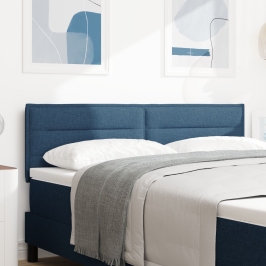 Cabecero LED Diseño Lineal Azul 160 cm Tela