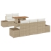Set de Comedor de Jardín de 6 Piezas con Cojines Beige Ratán Poliéster Acacia