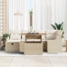 Conjunto de Sofá de Jardín de 7 Piezas con Cojines Beige Poliratán