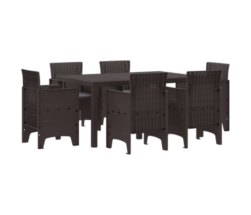 Conjunto de Comedor  de 7 Piezas con Cojines Marrón Poliratán