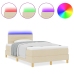 Cama con somier  con colchón y LED crema 120x200 cm tela
