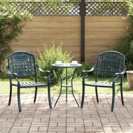 Sillas de Jardín  2 pcs Verde de Aluminio Fundido