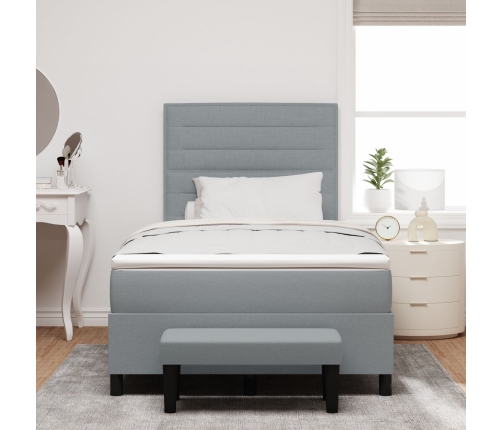 Cama con Canon  con Colchón y Banco Gris Claro 120x200 cm Tela