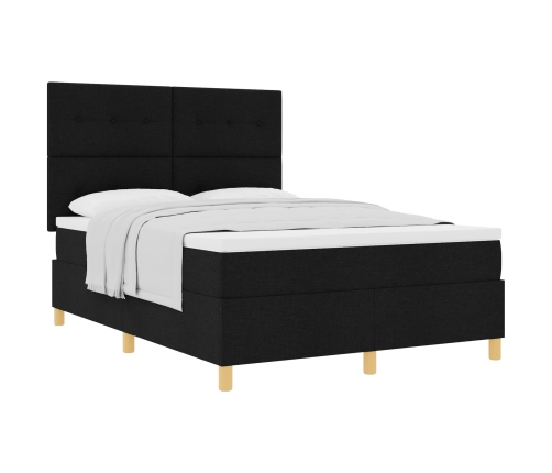 Cama de Muelles  con Colchón Negra 140x200 cm Tela