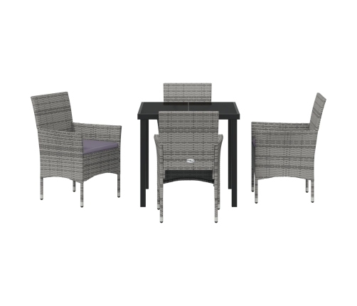 Juego de Comedor Jardín  de 5 piezas Gris Poliratán