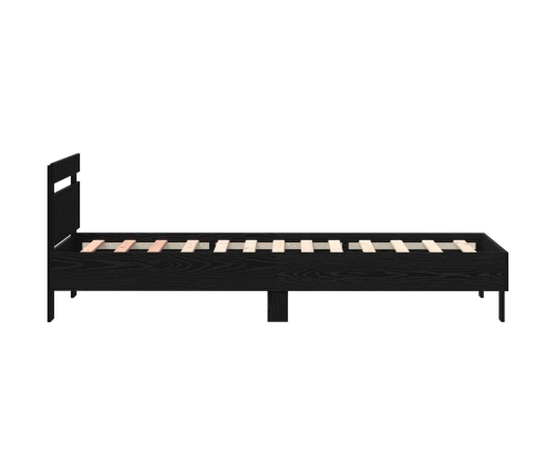 Cama  con Luces LED Roble Negro 75x190 cm Madera Ingenierizada