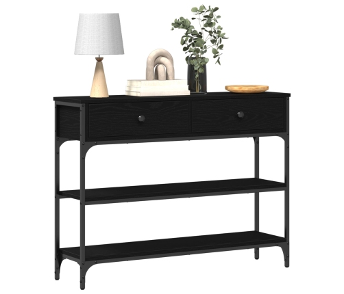 Mesa de Consola  Negro Roble 100x25x75 cm Madera Ingenierizada y Acero