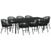 Set de comedor de jardín  de 9 piezas negro de poliratán