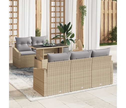 Juego de Sofá de Jardín Set de 6 Beige Ratán Sofá de Exterior
