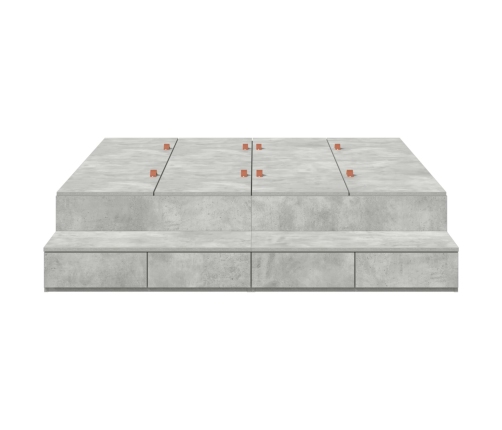 Marco de cama con almacenamiento  Gris concreto Madera de calidad