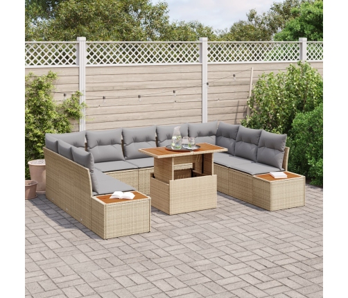 Set de Sofá de Jardín  Set de 6 Beige, Gris Ratán, Poliéster
