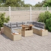 Set de Sofá de Jardín  Set de 6 Beige, Gris Ratán, Poliéster