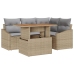 Conjunto de Comedor de Jardín de 5 Piezas con Cojines Beige Polirratán Acacia