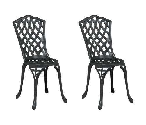 Sillas de jardín  2 pcs Negro de aluminio fundido