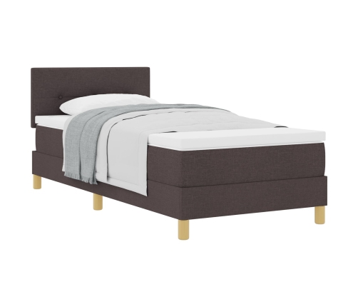 Cama de Resorte  con Colchón Marrón 90x200 cm Tela