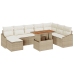 Conjunto de Comedor de Jardín de 9 Piezas con Cojines Beige Ratán Poliéster Acacia