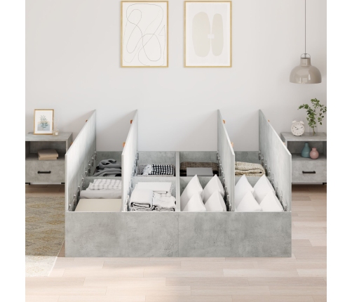 Estructura de Cama con Almacenamiento  Gris Concreto 140x190 cm