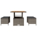 Conjunto de Comedor de Jardín de 3 Piezas con Cojines Gris de Poliratán y Acacia