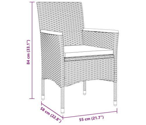 Conjunto de Comedor de Jardín  de 5 Piezas Negro de Poliratán