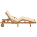 Tumbona plegable  con ruedas y cojín beige de madera maciza de acacia