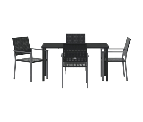 Set de 3 Negro Ratán PE y acero recubierto de polvo 54x62.5x89 cm