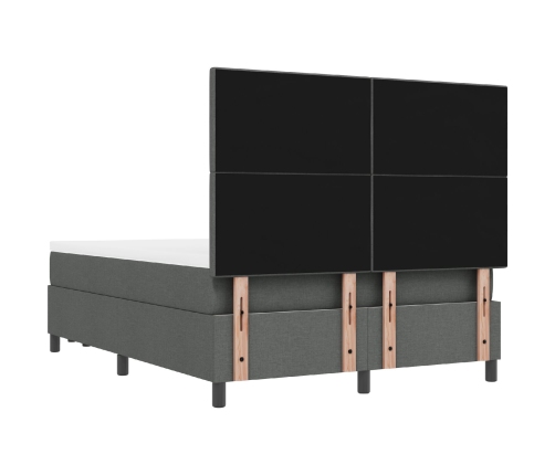 Cama con Somier  con Colchón y Banco Gris Oscuro 140x200 cm Tela