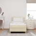 Cama con Base Reforzada y Colchón Crema 100x200 cm Tela