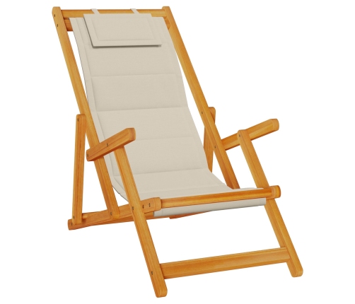 Sillas de playa plegables  2 pcs Taupe de Madera de Acacia y Textilene