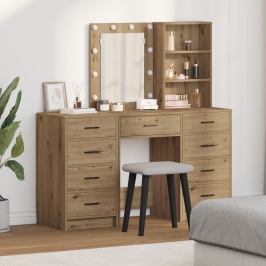 Set de Tocador de 3 Piezas  con LED en Madera Artesanal Elaborada