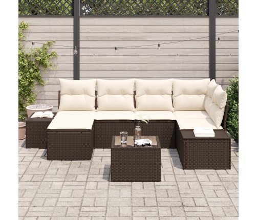 Conjunto de Sofá de Jardín  Conjunto de 7 Marrón y crema