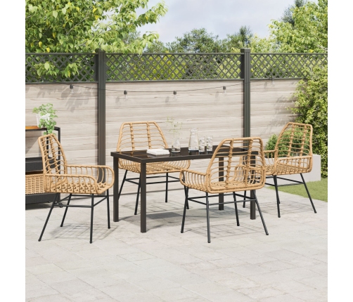 Set de Comedor de Jardín de 5 Piezas Marrón Poliratán