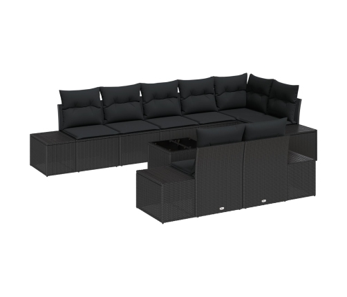 Conjunto de Sofá de Jardín Set de 9 Negro