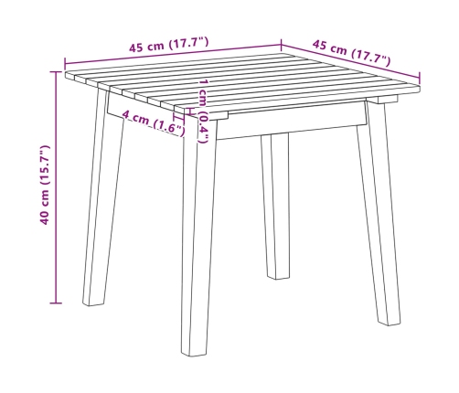 Mesa Auxiliar  45x45x40 cm Madera Sólida de Acacia