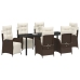 Set de Comedor de Jardín de 7 Piezas en Rattan Poliéster Marrón
