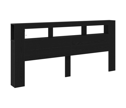 Cabecero de Almacenamiento  con Luces LED Madera Negra 220x18,5x103,5 cm