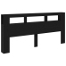 Cabecero de Almacenamiento  con Luces LED Madera Negra 220x18,5x103,5 cm